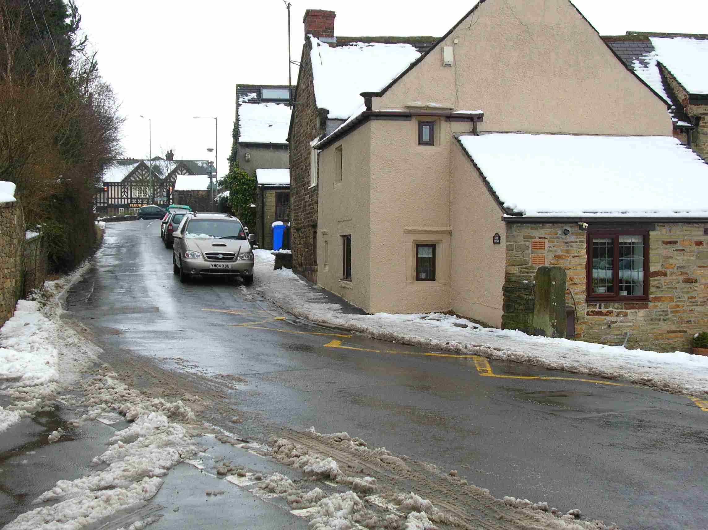 Looking up HILLFOOT ROAD towards BASLOW ROAD